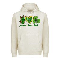 Oatmeal Heather peace love luck st. patricks day nePeace love luck Premium Hoodie - Neo Western