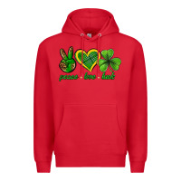 Red peace love luck st. patricks day nePeace love luck Premium Hoodie - Neo Western