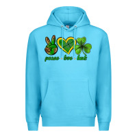Ocean Blue peace love luck st. patricks day nePeace love luck Premium Hoodie - Neo Western