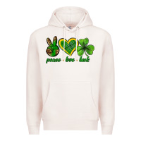 Pale Pink peace love luck st. patricks day nePeace love luck Premium Hoodie - Neo Western