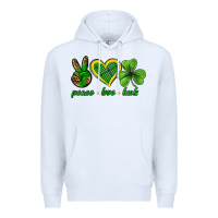 White peace love luck st. patricks day nePeace love luck Premium Hoodie - Neo Western