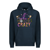 Navy Witches Be Crazy Premium Hoodie - CowhideDigitalArt