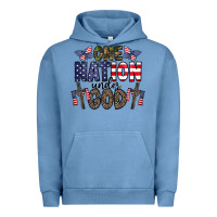 Pigment Pebble Blue one nation under god Urban Hoodie - CowhideDigitalArt