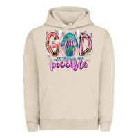Pigment French Oak with god all things are possible Urban Hoodie - RacoonDesign