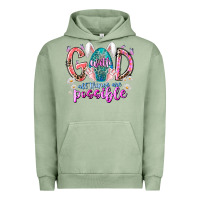 Pigment Oil Green with god all things are possible Urban Hoodie - RacoonDesign