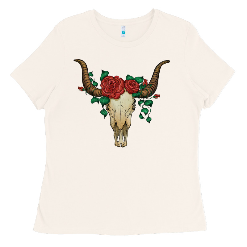 Bull Skull With Roses Ladies Tee by Artiststas | Teevron