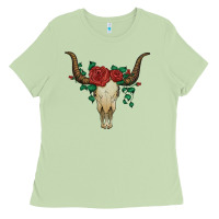 Matcha bull skull with roses Ladies Tee - Artiststas