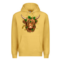 Antique Gold St. Patrick's Day Highland Cow Premium Hoodie - Neo Western