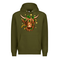 Army Green St. Patrick's Day Highland Cow Premium Hoodie - Neo Western