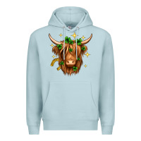 Blue Mist St. Patrick's Day Highland Cow Premium Hoodie - Neo Western