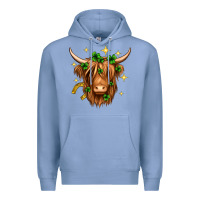 Colony Blue St. Patrick's Day Highland Cow Premium Hoodie - Neo Western