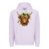 Lilac St. Patrick's Day Highland Cow Premium Hoodie - Neo Western