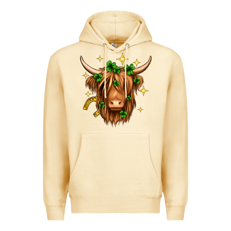 St. Patrick's Day Highland Cow Premium Hoodie by Neo Western | Teevron