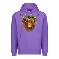 Purple St. Patrick's Day Highland Cow Premium Hoodie - Neo Western