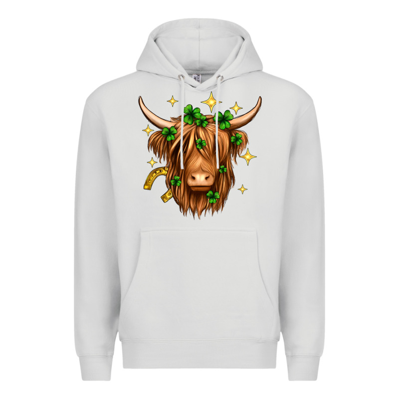St. Patrick's Day Highland Cow Premium Hoodie by Neo Western | Teevron