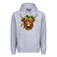 Heather Grey St. Patrick's Day Highland Cow Premium Hoodie - Neo Western