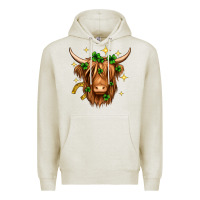 Oatmeal Heather St. Patrick's Day Highland Cow Premium Hoodie - Neo Western