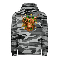 Slate Camo St. Patrick's Day Highland Cow Premium Hoodie - Neo Western