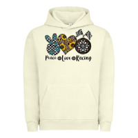 Pigment Pistachio peace love racing Urban Hoodie - CowhideDigitalArt