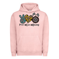 Pigment Salmon peace love racing Urban Hoodie - CowhideDigitalArt