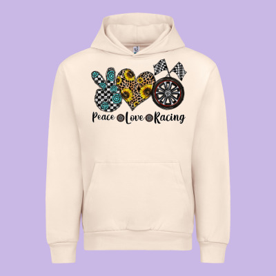 Peace Love Racing Urban Hoodie Designed By Cowhidedigitalart