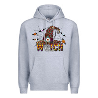 Heather Grey Witch Please Premium Hoodie - CowhideDigitalArt