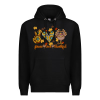 Black Peace Love Thankful Premium Hoodie - CowhideDigitalArt