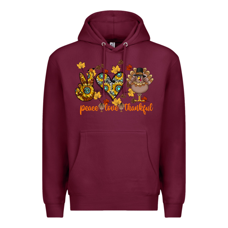 Peace Love Thankful Premium Hoodie by CowhideDigitalArt | Teevron