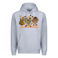 Heather Grey Peace Love Thankful Premium Hoodie - CowhideDigitalArt