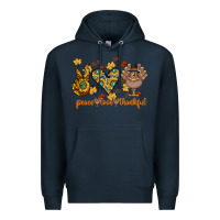 Navy Peace Love Thankful Premium Hoodie - CowhideDigitalArt