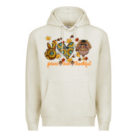 Oatmeal Heather Peace Love Thankful Premium Hoodie - CowhideDigitalArt