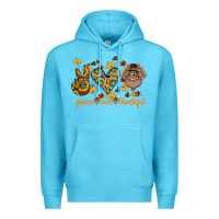 Ocean Blue Peace Love Thankful Premium Hoodie - CowhideDigitalArt