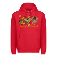 Red Peace Love Thankful Premium Hoodie - CowhideDigitalArt