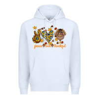 White Peace Love Thankful Premium Hoodie - CowhideDigitalArt