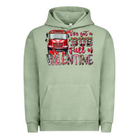 Pigment Oil Green I've got bus full of Valentine Urban Hoodie - RacoonDesign