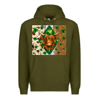 Army Green St. Patrick's Day Highland cow Premium Hoodie - Neo Western