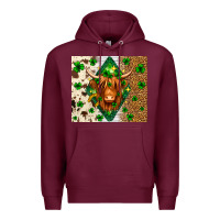 Burgundy St. Patrick's Day Highland cow Premium Hoodie - Neo Western
