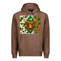 Chestnut St. Patrick's Day Highland cow Premium Hoodie - Neo Western