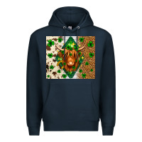Navy St. Patrick's Day Highland cow Premium Hoodie - Neo Western