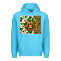 Ocean Blue St. Patrick's Day Highland cow Premium Hoodie - Neo Western
