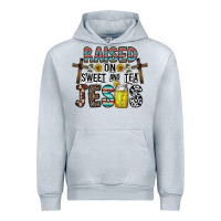 Heather Grey raised on sweet and tea jesus Urban Hoodie - CowhideDigitalArt