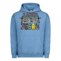 Pigment Pebble Blue raised on sweet and tea jesus Urban Hoodie - CowhideDigitalArt