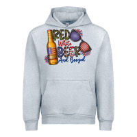 Heather Grey red white beer and boozed Urban Hoodie - CowhideDigitalArt