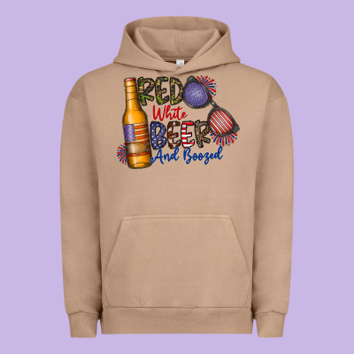 Red White Beer And Boozed Urban Hoodie Designed By Cowhidedigitalart