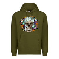 Army Green Halloween Skeleton Premium Hoodie - CowhideDigitalArt