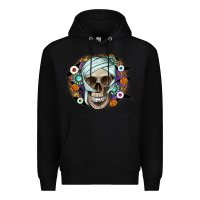 Black Halloween Skeleton Premium Hoodie - CowhideDigitalArt