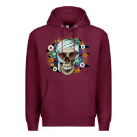 Burgundy Halloween Skeleton Premium Hoodie - CowhideDigitalArt