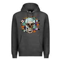 Charcoal Heather Halloween Skeleton Premium Hoodie - CowhideDigitalArt