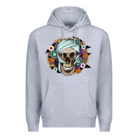 Heather Grey Halloween Skeleton Premium Hoodie - CowhideDigitalArt