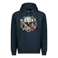 Navy Halloween Skeleton Premium Hoodie - CowhideDigitalArt